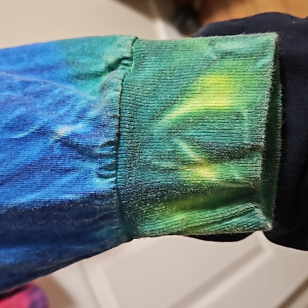 Tie Dye Shirt Long Sleeve Cotton Rainbow Spiral Multicolor Size L - Picture 4 of 5